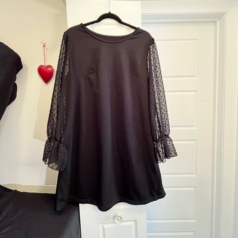 SHEIN Black Dress with Sheer Sleeves XL